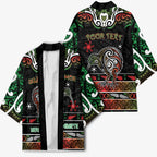 Personalised Ngai Tuhoe Aotearoa Meri Kirihimete Kimono Maori Kiwi Bird Silver Fern Koru Pattern