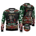 Personalised Ngai Tuhoe Aotearoa Meri Kirihimete Ugly Christmas Sweater Maori Kiwi Bird Silver Fern Koru Pattern