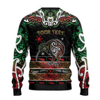 Personalised Ngai Tuhoe Aotearoa Meri Kirihimete Ugly Christmas Sweater Maori Kiwi Bird Silver Fern Koru Pattern