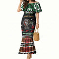 Personalised Ngai Tuhoe Aotearoa Meri Kirihimete Mermaid Dress Maori Kiwi Bird Silver Fern Koru Pattern