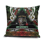 Ngai Tuhoe Aotearoa Meri Kirihimete Pillow Cover Maori Kiwi Bird Silver Fern Koru Pattern