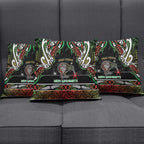 Ngai Tuhoe Aotearoa Meri Kirihimete Pillow Cover Maori Kiwi Bird Silver Fern Koru Pattern
