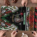 Ngai Tuhoe Aotearoa Meri Kirihimete Puzzle Maori Kiwi Bird Silver Fern Koru Pattern