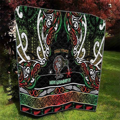 Ngai Tuhoe Aotearoa Meri Kirihimete Quilt Maori Kiwi Bird Silver Fern Koru Pattern
