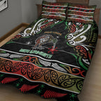 Ngai Tuhoe Aotearoa Meri Kirihimete Quilt Bed Set Maori Kiwi Bird Silver Fern Koru Pattern
