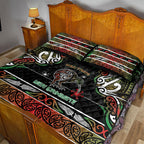 Ngai Tuhoe Aotearoa Meri Kirihimete Quilt Bed Set Maori Kiwi Bird Silver Fern Koru Pattern