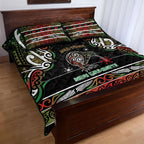 Ngai Tuhoe Aotearoa Meri Kirihimete Quilt Bed Set Maori Kiwi Bird Silver Fern Koru Pattern