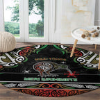 Ngai Tuhoe Aotearoa Meri Kirihimete Round Carpet Maori Kiwi Bird Silver Fern Koru Pattern