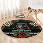 Ngai Tuhoe Aotearoa Meri Kirihimete Round Carpet Maori Kiwi Bird Silver Fern Koru Pattern