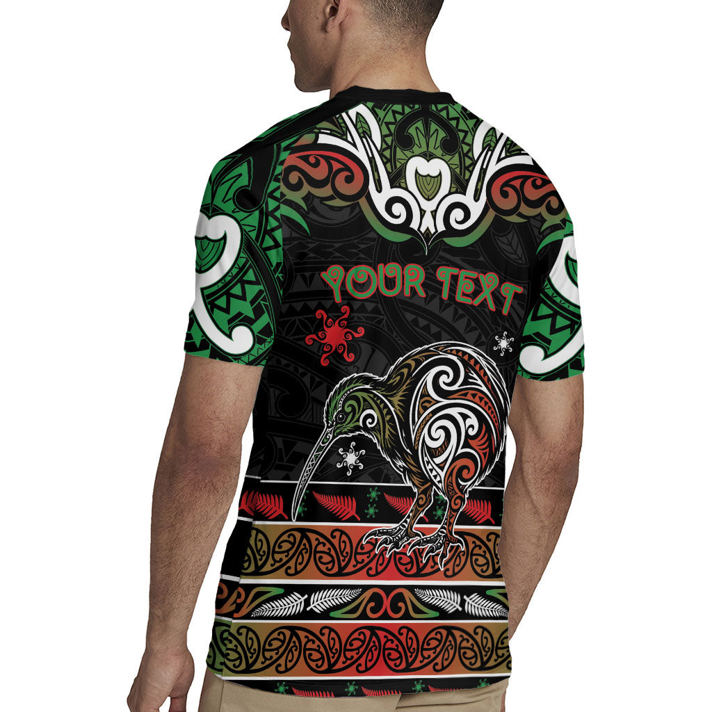 Personalised Ngai Tuhoe Aotearoa Meri Kirihimete Rugby Jersey Maori Kiwi Bird Silver Fern Koru Pattern