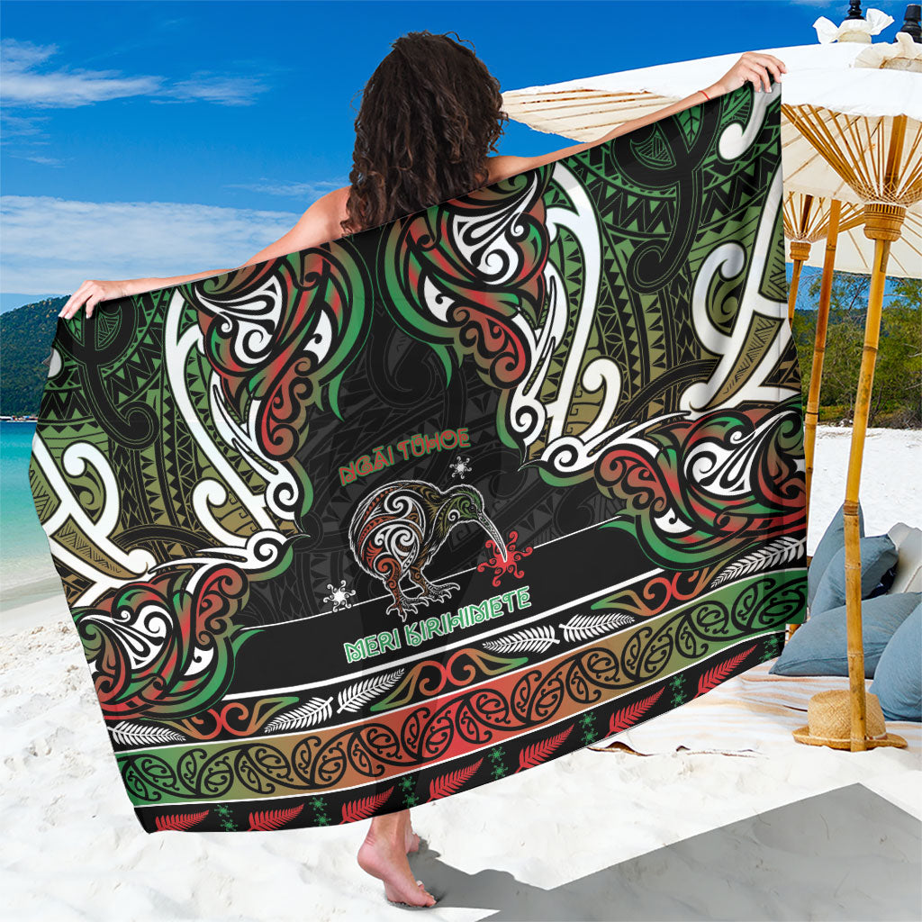 Ngai Tuhoe Aotearoa Meri Kirihimete Sarong Maori Kiwi Bird Silver Fern Koru Pattern