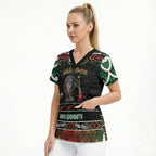 Personalised Ngai Tuhoe Aotearoa Meri Kirihimete Scrub Top Maori Kiwi Bird Silver Fern Koru Pattern