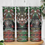 Personalised Ngai Tuhoe Aotearoa Meri Kirihimete Skinny Tumbler Maori Kiwi Bird Silver Fern Koru Pattern