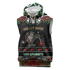 Personalised Ngai Tuhoe Aotearoa Meri Kirihimete Sleeveless Hoodie Maori Kiwi Bird Silver Fern Koru Pattern