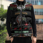 Personalised Ngai Tuhoe Aotearoa Meri Kirihimete Sleeveless Puffer Jacket Maori Kiwi Bird Silver Fern Koru Pattern