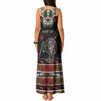 Personalised Ngai Tuhoe Aotearoa Meri Kirihimete Tank Maxi Dress Maori Kiwi Bird Silver Fern Koru Pattern