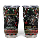 Personalised Ngai Tuhoe Aotearoa Meri Kirihimete Tumbler Cup Maori Kiwi Bird Silver Fern Koru Pattern