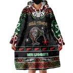 Personalised Ngai Tuhoe Aotearoa Meri Kirihimete Wearable Blanket Hoodie Maori Kiwi Bird Silver Fern Koru Pattern