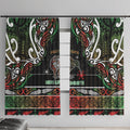Ngai Tuhoe Aotearoa Meri Kirihimete Window Curtain Maori Kiwi Bird Silver Fern Koru Pattern