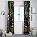 Ngai Tuhoe Aotearoa Meri Kirihimete Window Curtain Maori Kiwi Bird Silver Fern Koru Pattern