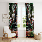 Ngai Tuhoe Aotearoa Meri Kirihimete Window Curtain Maori Kiwi Bird Silver Fern Koru Pattern