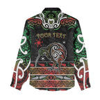 Personalised Ngai Tuhoe Aotearoa Meri Kirihimete Women Casual Shirt Maori Kiwi Bird Silver Fern Koru Pattern