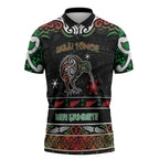 Personalised Ngai Tuhoe Aotearoa Meri Kirihimete Zipper Polo Shirt Maori Kiwi Bird Silver Fern Koru Pattern