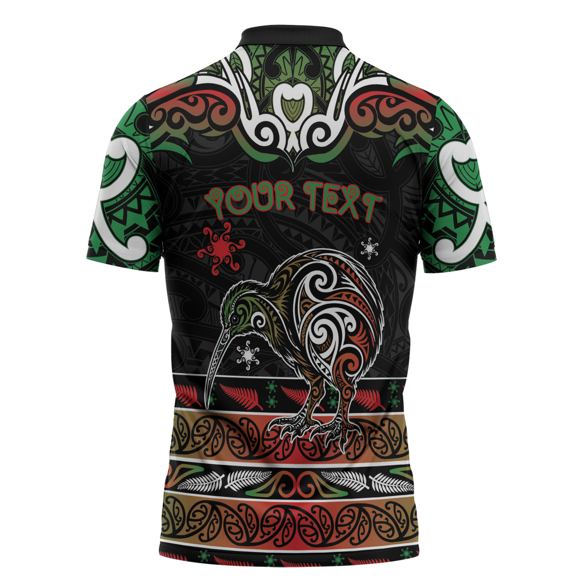 Personalised Ngai Tuhoe Aotearoa Meri Kirihimete Zipper Polo Shirt Maori Kiwi Bird Silver Fern Koru Pattern