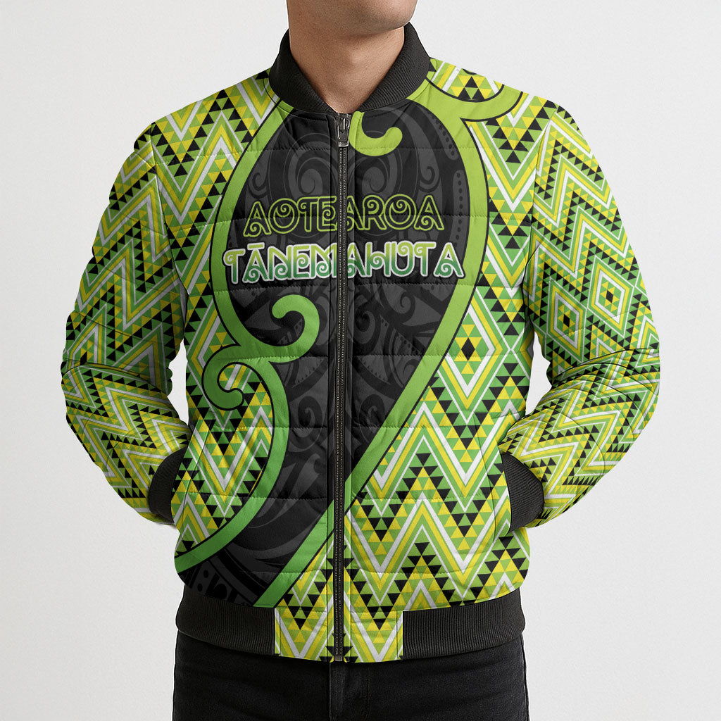 Custom Aotearoa Atua Tanemahuta Bomber Puffer Jacket God Of Forests Koru Patterns Koru Patterns