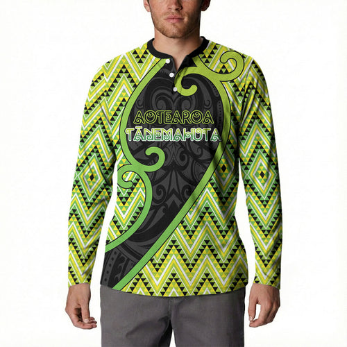 Custom Aotearoa Atua Tanemahuta Button Sweatshirt God Of Forests Koru Patterns Koru Patterns