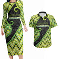 Custom Aotearoa Atua Tanemahuta Couples Matching Long Sleeve Bodycon Dress and Hawaiian Shirt God Of Forests Koru Patterns Koru Patterns