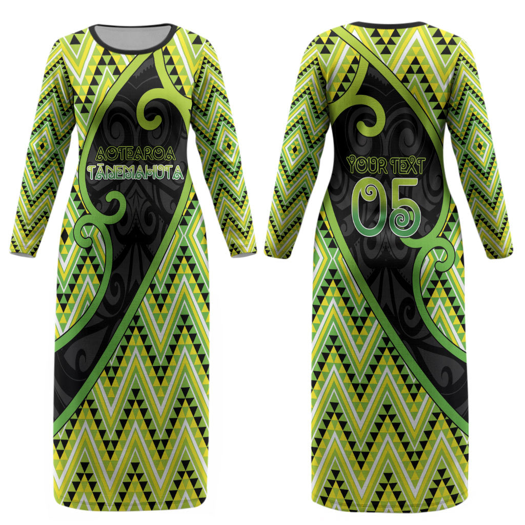 Custom Aotearoa Atua Tanemahuta Couples Matching Long Sleeve Bodycon Dress and Long Sleeve Button Shirt God Of Forests Koru Patterns Koru Patterns