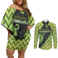Custom Aotearoa Atua Tanemahuta Couples Matching Off Shoulder Short Dress and Long Sleeve Button Shirt God Of Forests Koru Patterns Koru Patterns