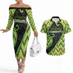 Custom Aotearoa Atua Tanemahuta Couples Matching Off The Shoulder Long Sleeve Dress and Hawaiian Shirt God Of Forests Koru Patterns Koru Patterns