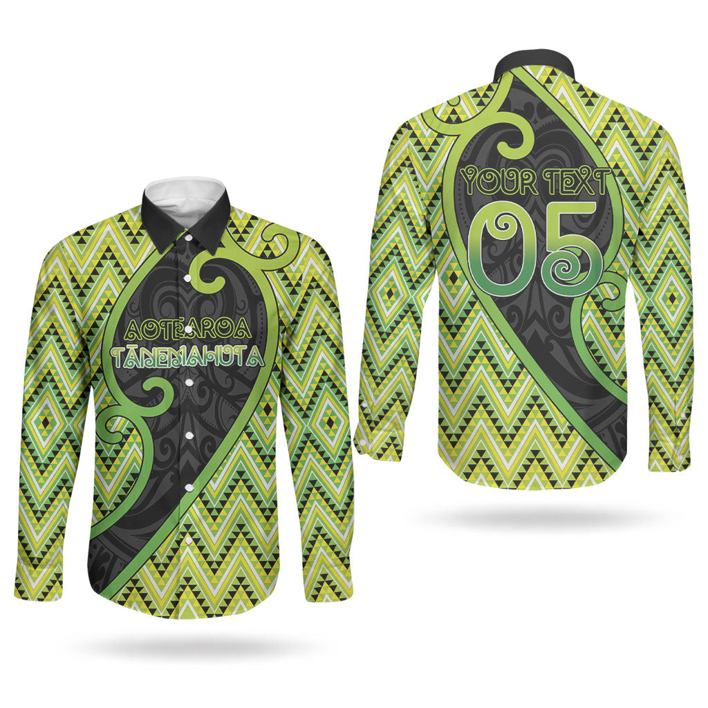 Custom Aotearoa Atua Tanemahuta Couples Matching Puletasi and Long Sleeve Button Shirt God Of Forests Koru Patterns Koru Patterns