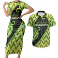 Custom Aotearoa Atua Tanemahuta Couples Matching Short Sleeve Bodycon Dress and Hawaiian Shirt God Of Forests Koru Patterns Koru Patterns