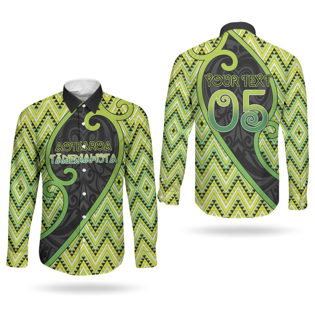 Custom Aotearoa Atua Tanemahuta Couples Matching Short Sleeve Bodycon Dress and Long Sleeve Button Shirt God Of Forests Koru Patterns Koru Patterns