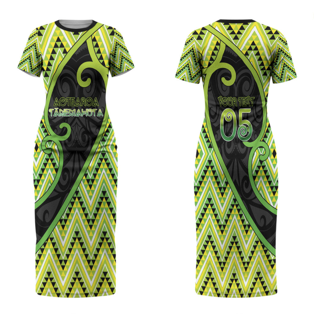 Custom Aotearoa Atua Tanemahuta Couples Matching Short Sleeve Bodycon Dress and Long Sleeve Button Shirt God Of Forests Koru Patterns Koru Patterns