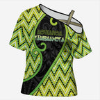 Custom Aotearoa Atua Tanemahuta Cross Shoulder Shirt God Of Forests Koru Patterns Koru Patterns