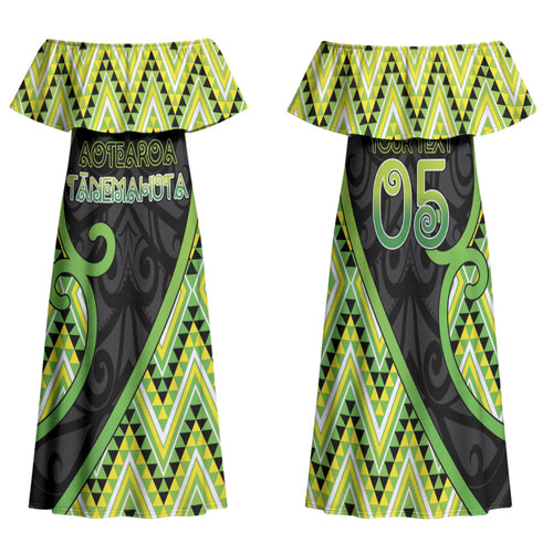Custom Aotearoa Atua Tanemahuta Family Matching Off Shoulder Maxi Dress and Hawaiian Shirt God Of Forests Koru Patterns Koru Patterns