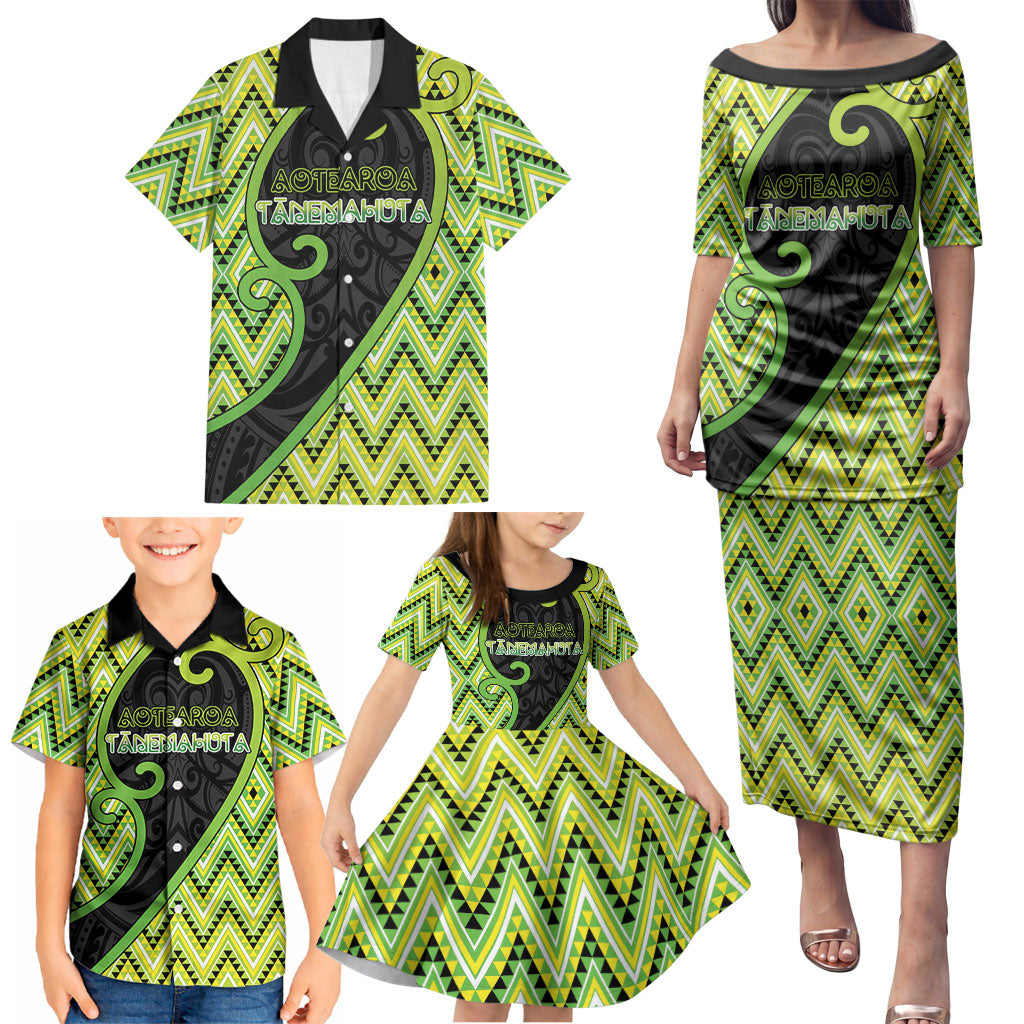 Custom Aotearoa Atua Tanemahuta Family Matching Puletasi and Hawaiian Shirt God Of Forests Koru Patterns Koru Patterns