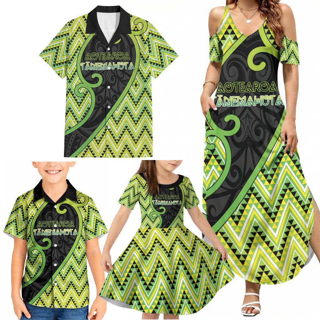 Custom Aotearoa Atua Tanemahuta Family Matching Summer Maxi Dress and Hawaiian Shirt God Of Forests Koru Patterns Koru Patterns