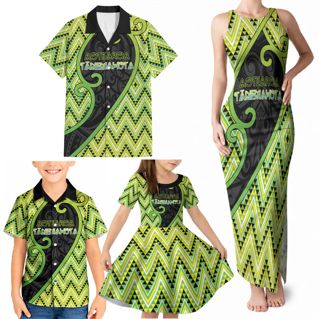 Custom Aotearoa Atua Tanemahuta Family Matching Tank Maxi Dress and Hawaiian Shirt God Of Forests Koru Patterns Koru Patterns