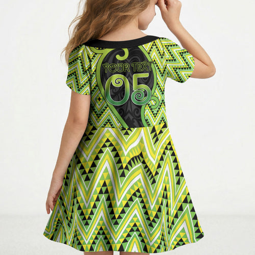 Custom Aotearoa Atua Tanemahuta Kid Short Sleeve Dress God Of Forests Koru Patterns Koru Patterns