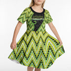 Custom Aotearoa Atua Tanemahuta Kid Short Sleeve Dress God Of Forests Koru Patterns Koru Patterns