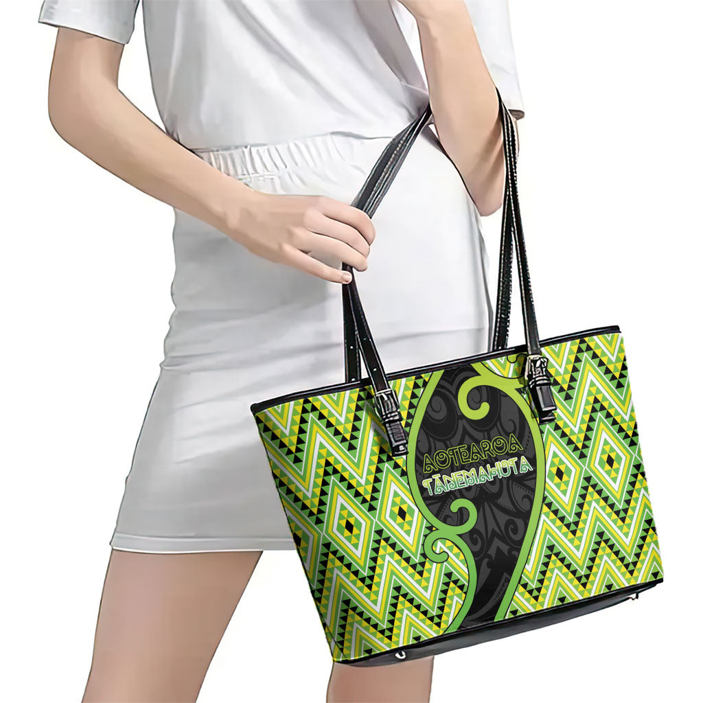 Aotearoa Atua Tanemahuta Leather Tote Bag God Of Forests Koru Patterns Koru Patterns