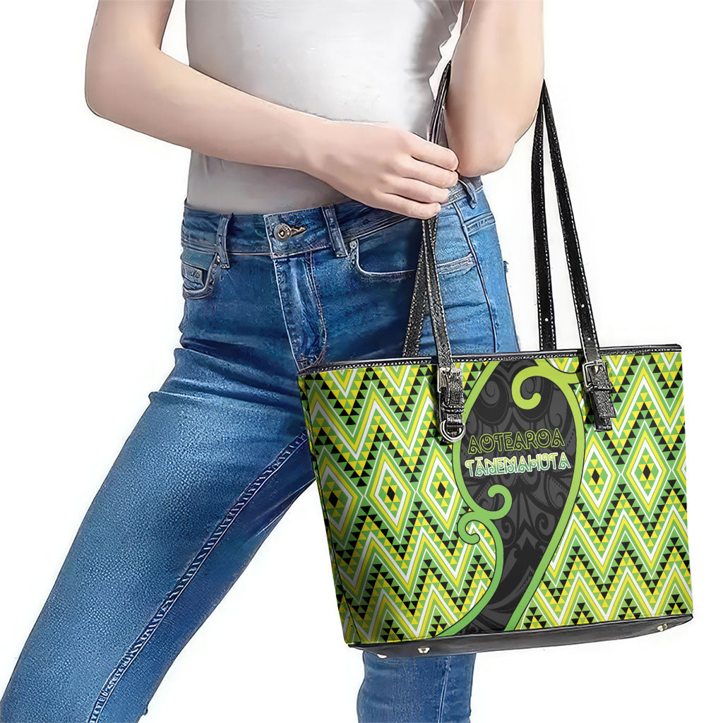 Aotearoa Atua Tanemahuta Leather Tote Bag God Of Forests Koru Patterns Koru Patterns