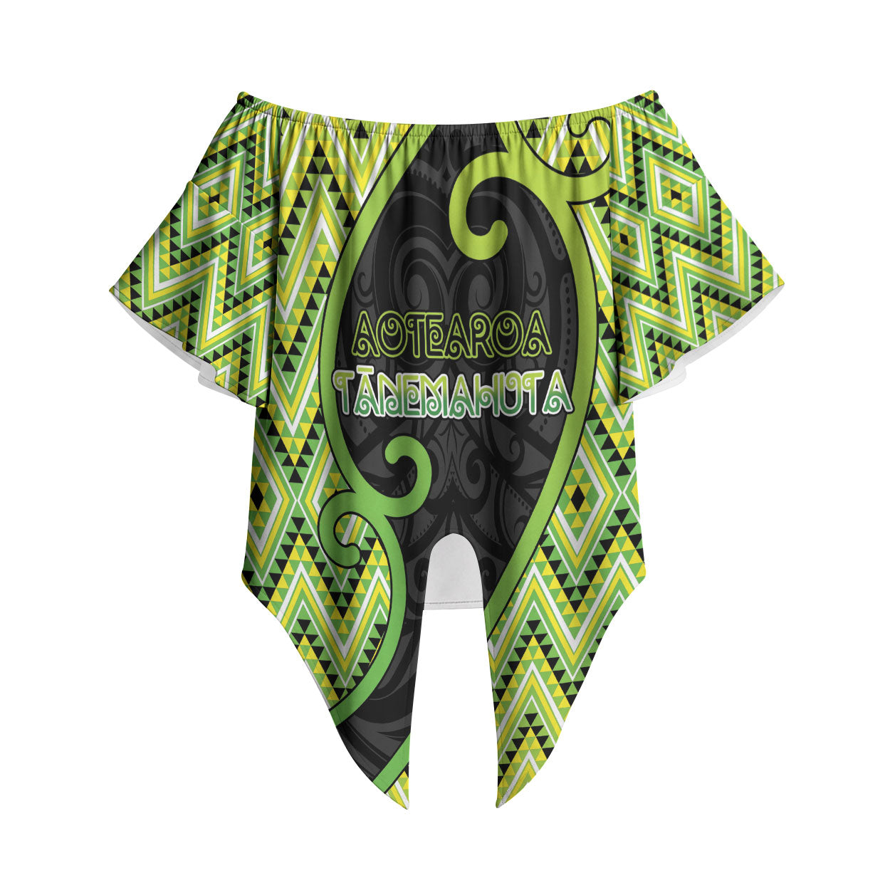 Custom Aotearoa Atua Tanemahuta Off Shoulder Wrap Waist Top God Of Forests Koru Patterns Koru Patterns