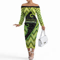 Custom Aotearoa Atua Tanemahuta Off The Shoulder Long Sleeve Dress God Of Forests Koru Patterns Koru Patterns