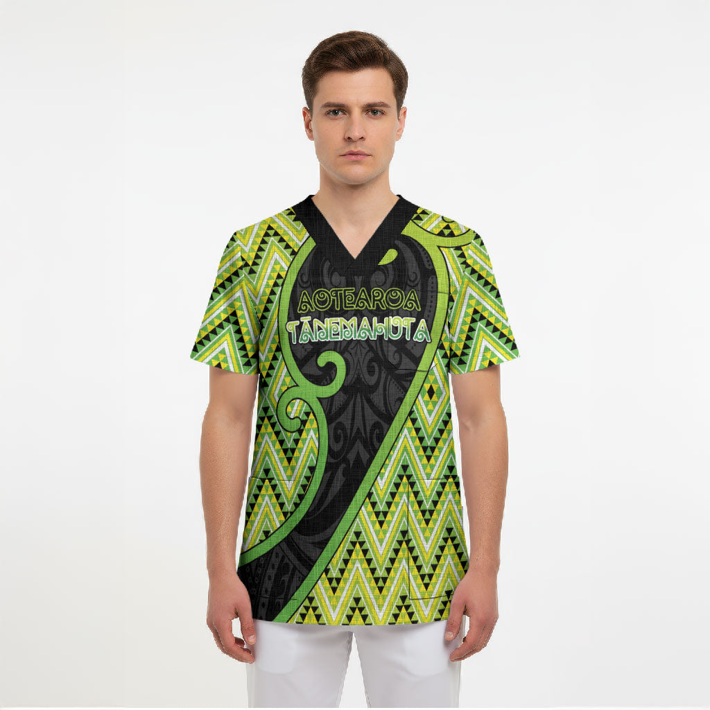 Custom Aotearoa Atua Tanemahuta Scrub Top God Of Forests Koru Patterns Koru Patterns
